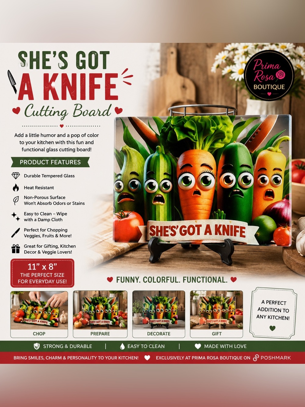 Colorful Vegetable Glass Cutting Board